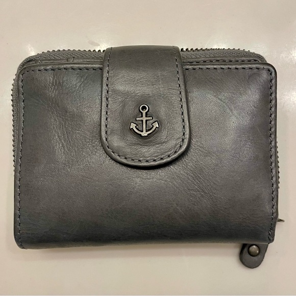 Harbour 2nd Leather Isidora Wallet Dark Gray, EUC - Picture 1 of 9